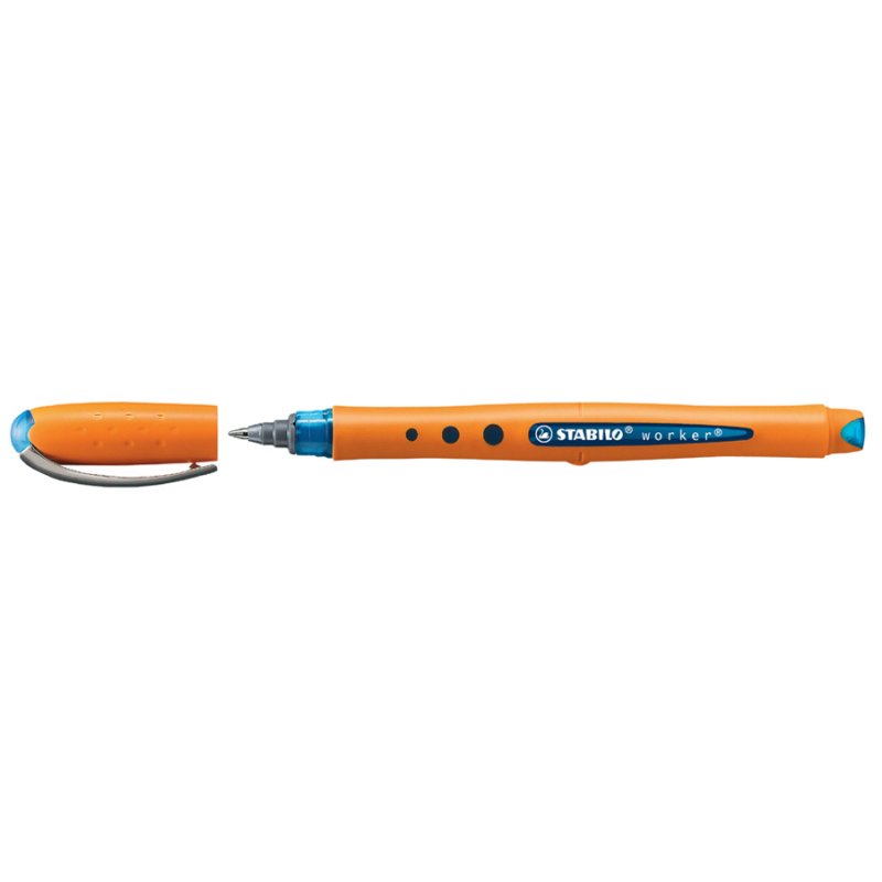 STABILO roller à encre worker fine, rouge, 0,3 mm, corps orange